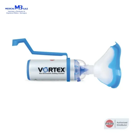 Inhalocámara PARI Vortex con Mascarilla Azul Niño Adulto + Manija - Medical M&B
