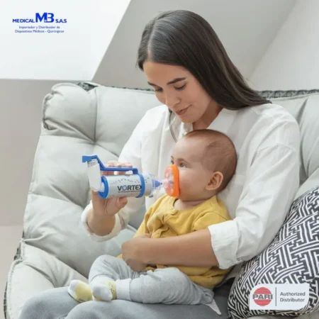 Inhalocámara PARI Vortex con Mascarilla Naranja Bebes + Manija - Medical M&B